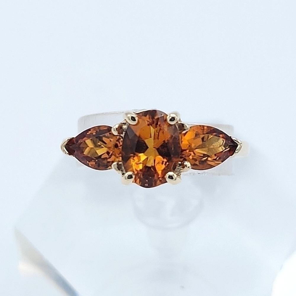 10k Citrine 3 Stone Ring — image 2 of 8